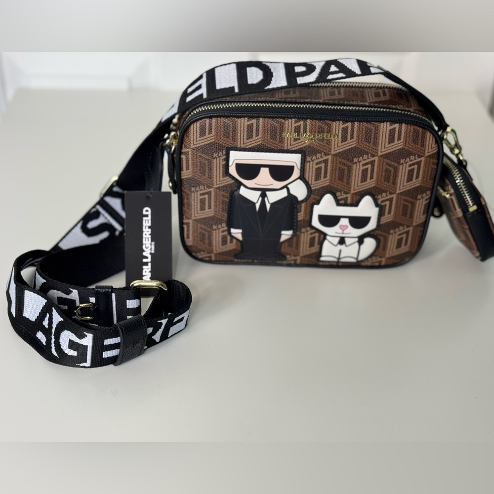 KARL‎ LAGERFELD PARIS Shoulder Bag MAYBELLE DUO CAMERA CROSSBODY COIN PURSE NWT